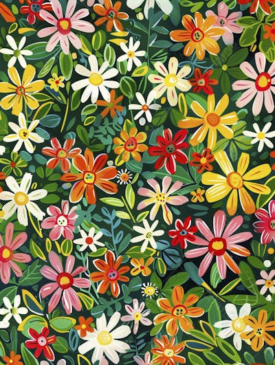 Flores Coloridas em Fundo Preto