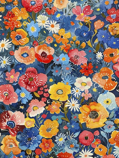 Flores Coloridas em Fundo Preto
