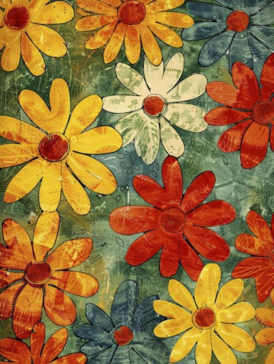 Flores Coloridas em Fundo Preto