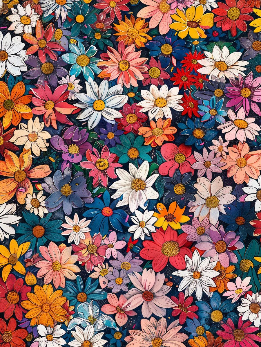 Flores vibrantes em fundo escuro