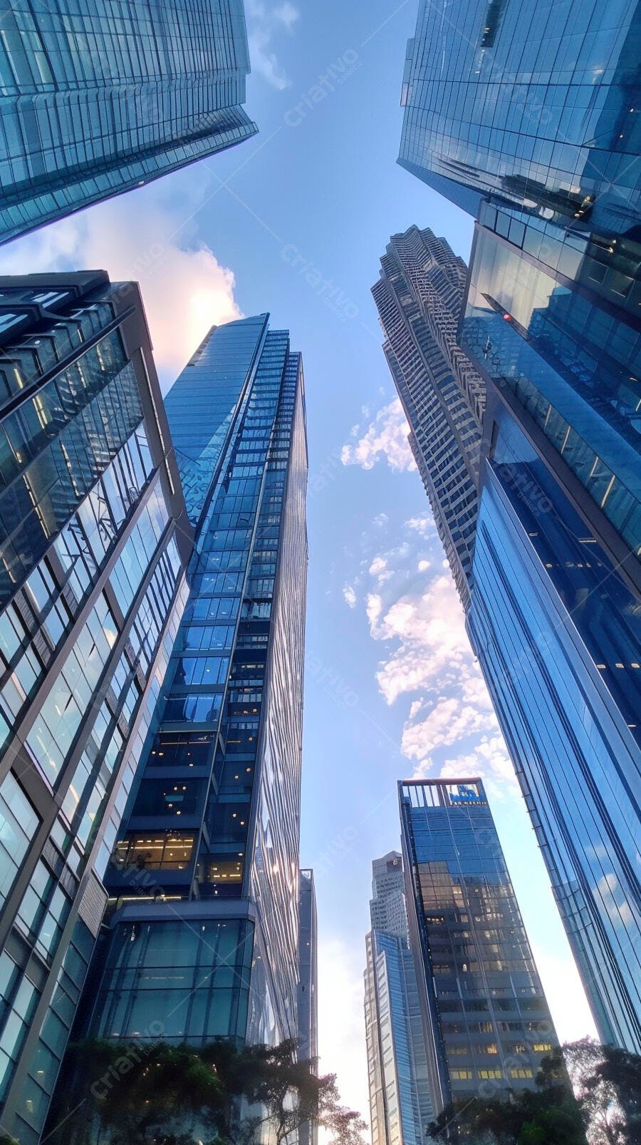 Prédios modernos sob céu azul
