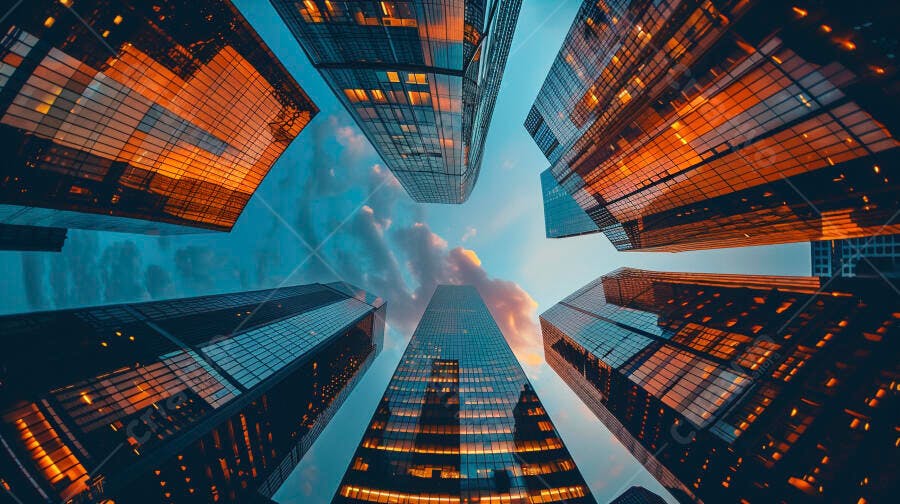 Prédios modernos ao entardecer