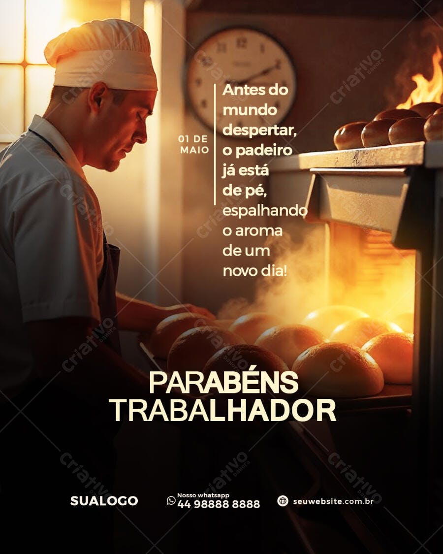 Postagem Dia do Trabalhador Padeiro PSD Editável
