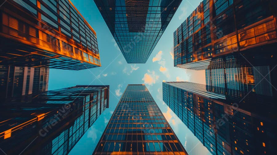 Prédios modernos no céu azul