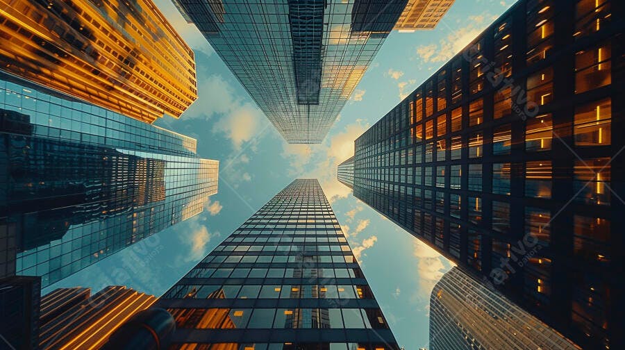 Prédios modernos no céu azul