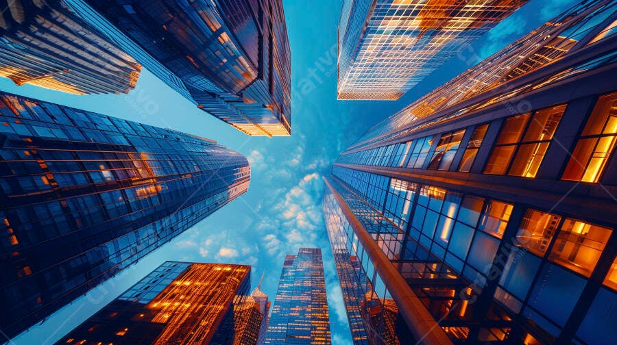 Prédios modernos ao entardecer