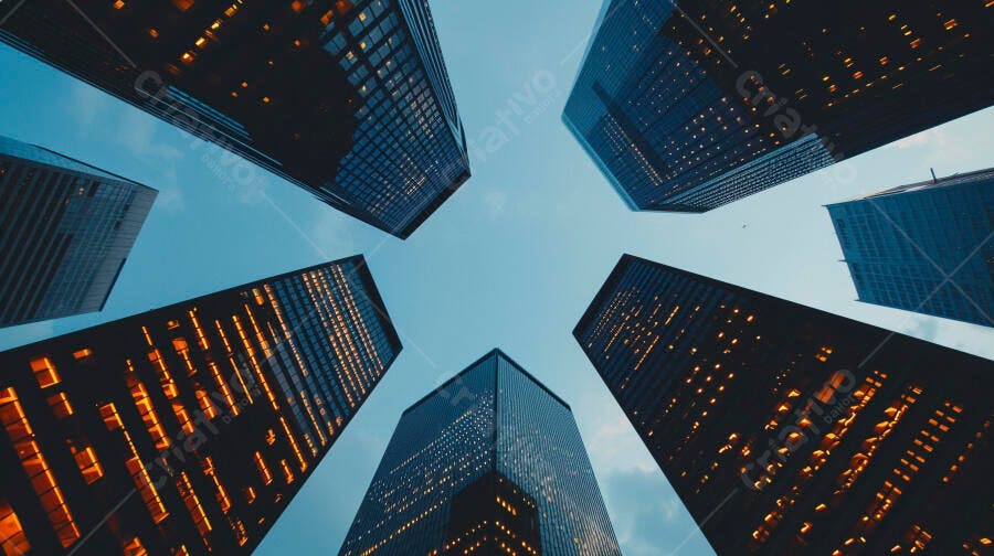 Prédios iluminados noite cidade