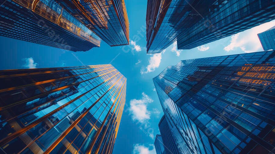 Prédios modernos no céu azul