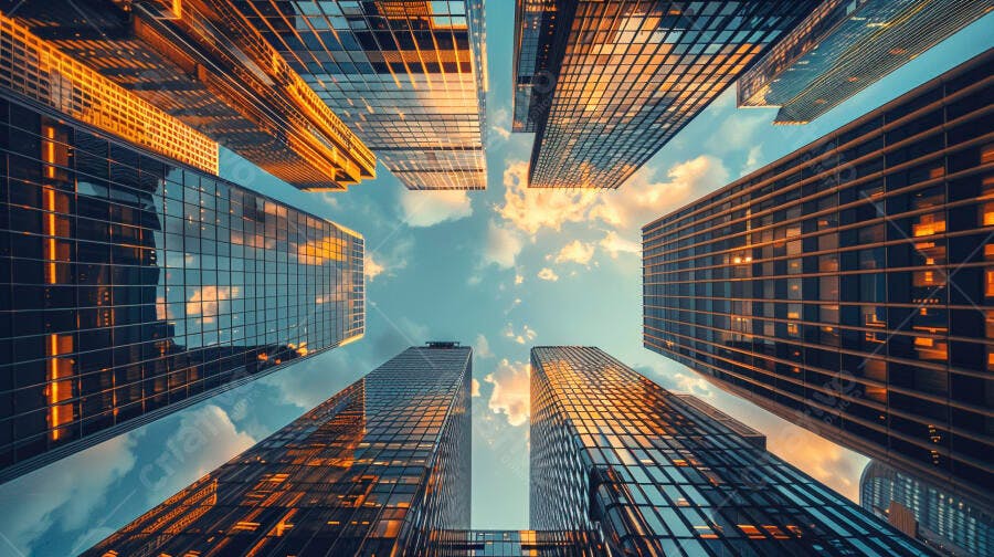 Prédios modernos ao entardecer