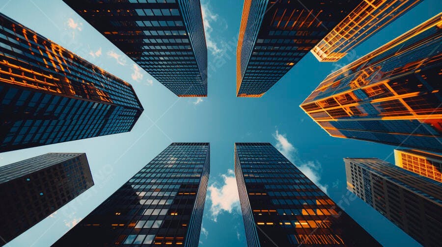 Prédios modernos no céu azul