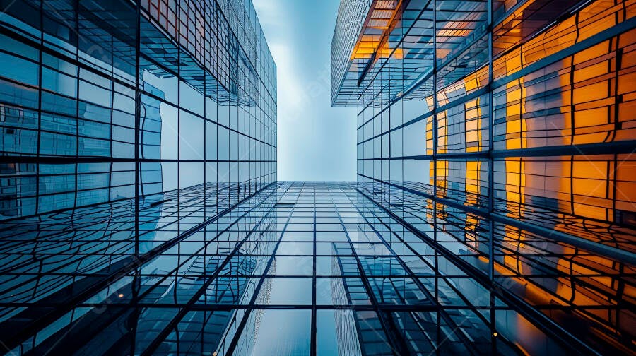 Prédios de vidro modernos arquitetura urbana