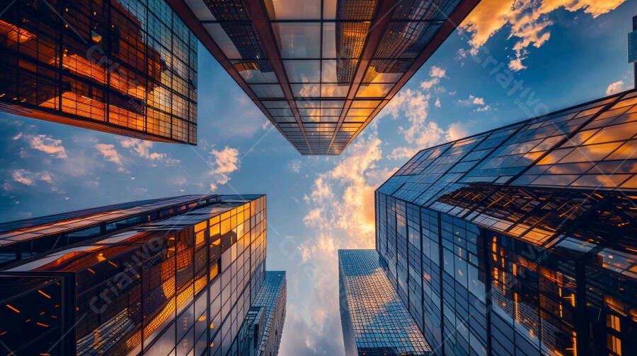 Prédios modernos ao entardecer