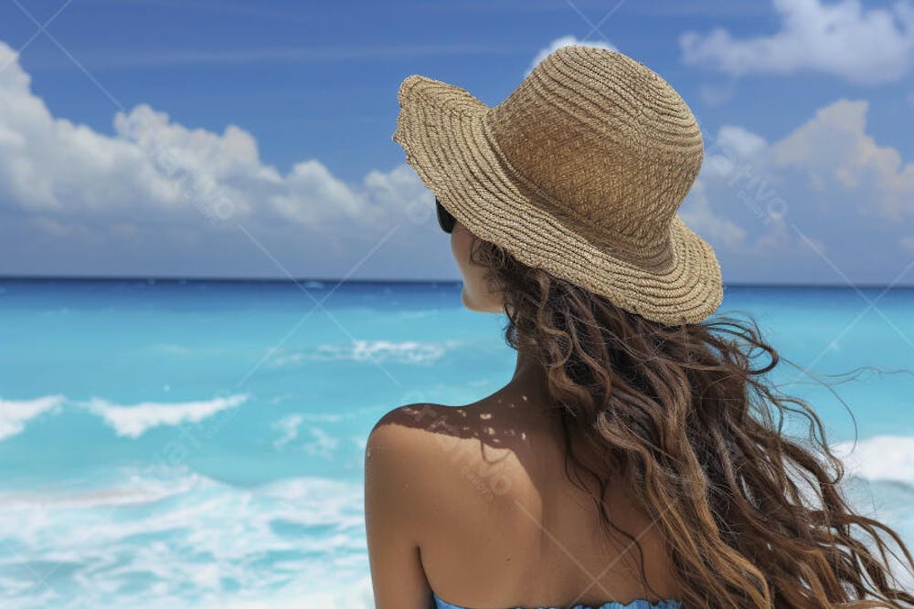 Mulher sorridente em Cancún aproveitando o paraíso tropical