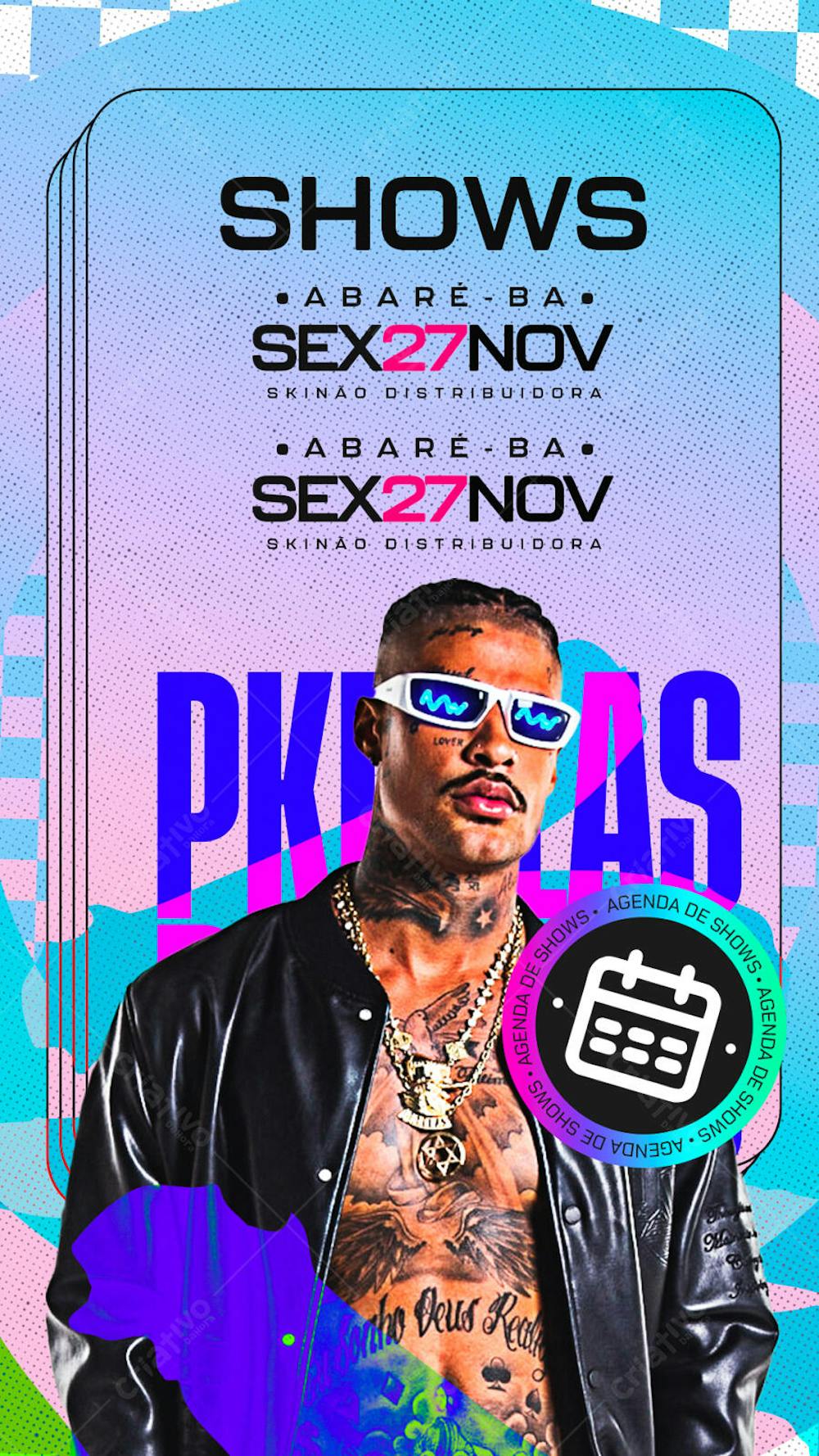 CARD FLYER AGENDA DE SHOWS PSD EDITÁVEL
