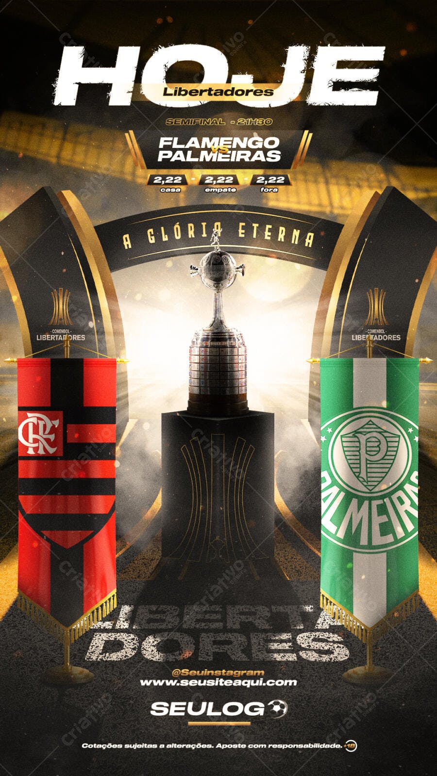 Flyer Flamengo x Palmeiras Libertadores PSD Editável