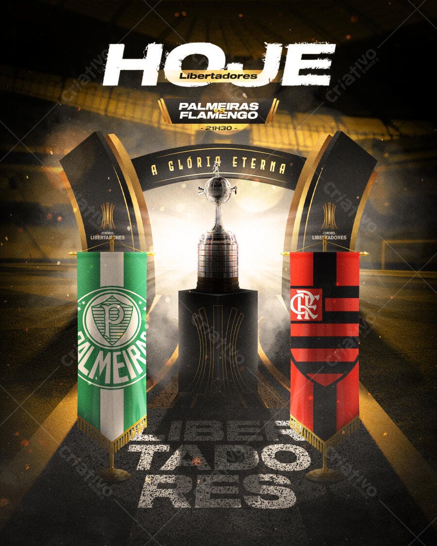 Flyer Palmeiras x Flamengo Libertadores PSD Editável