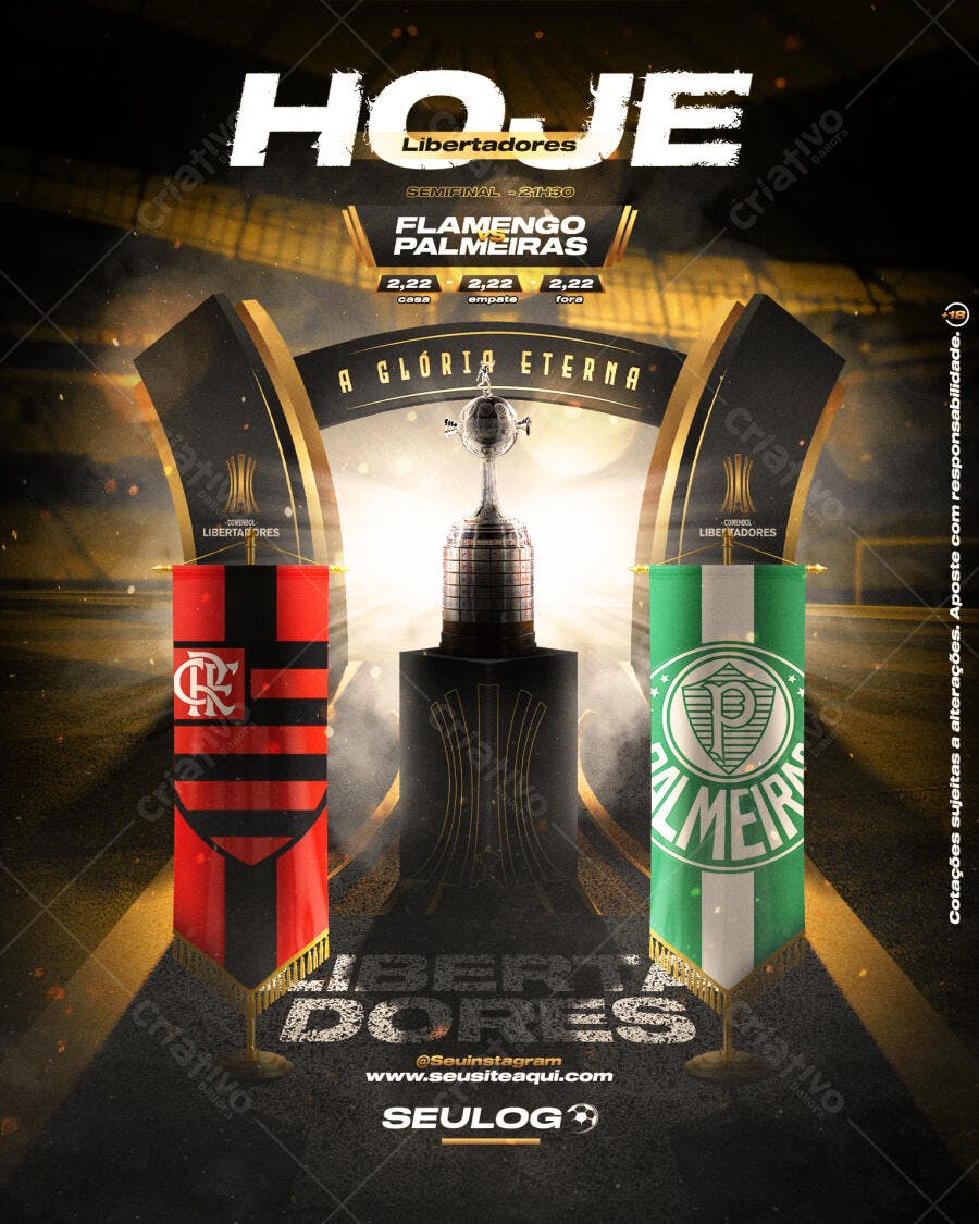 Flyer Flamengo x Palmeiras Libertadores PSD Editável