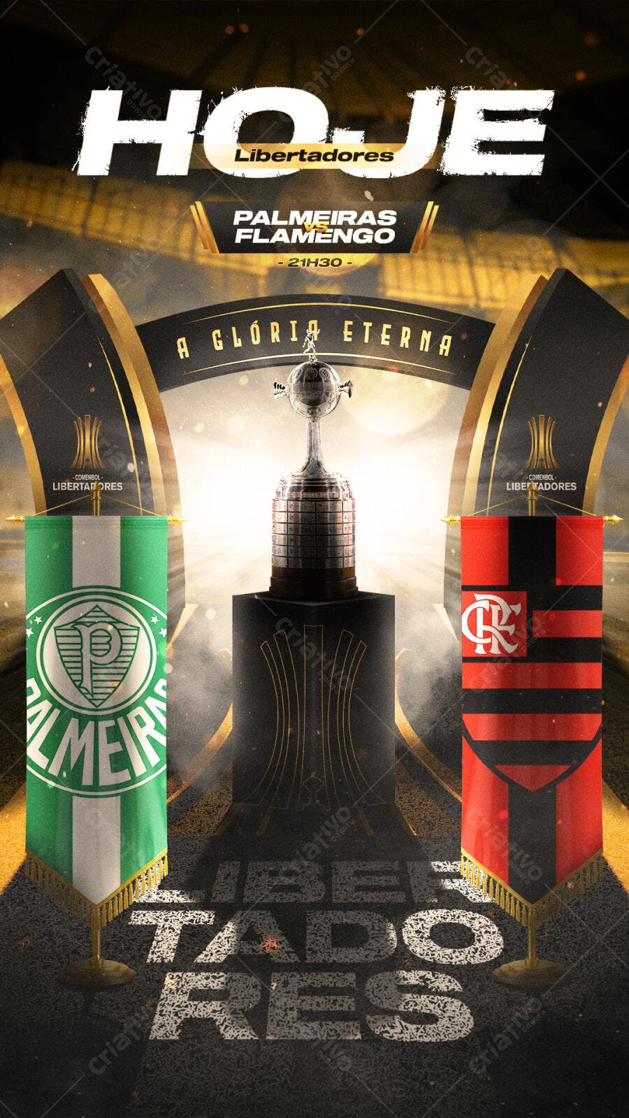 Flyer Palmeiras x Flamengo Libertadores PSD Editável