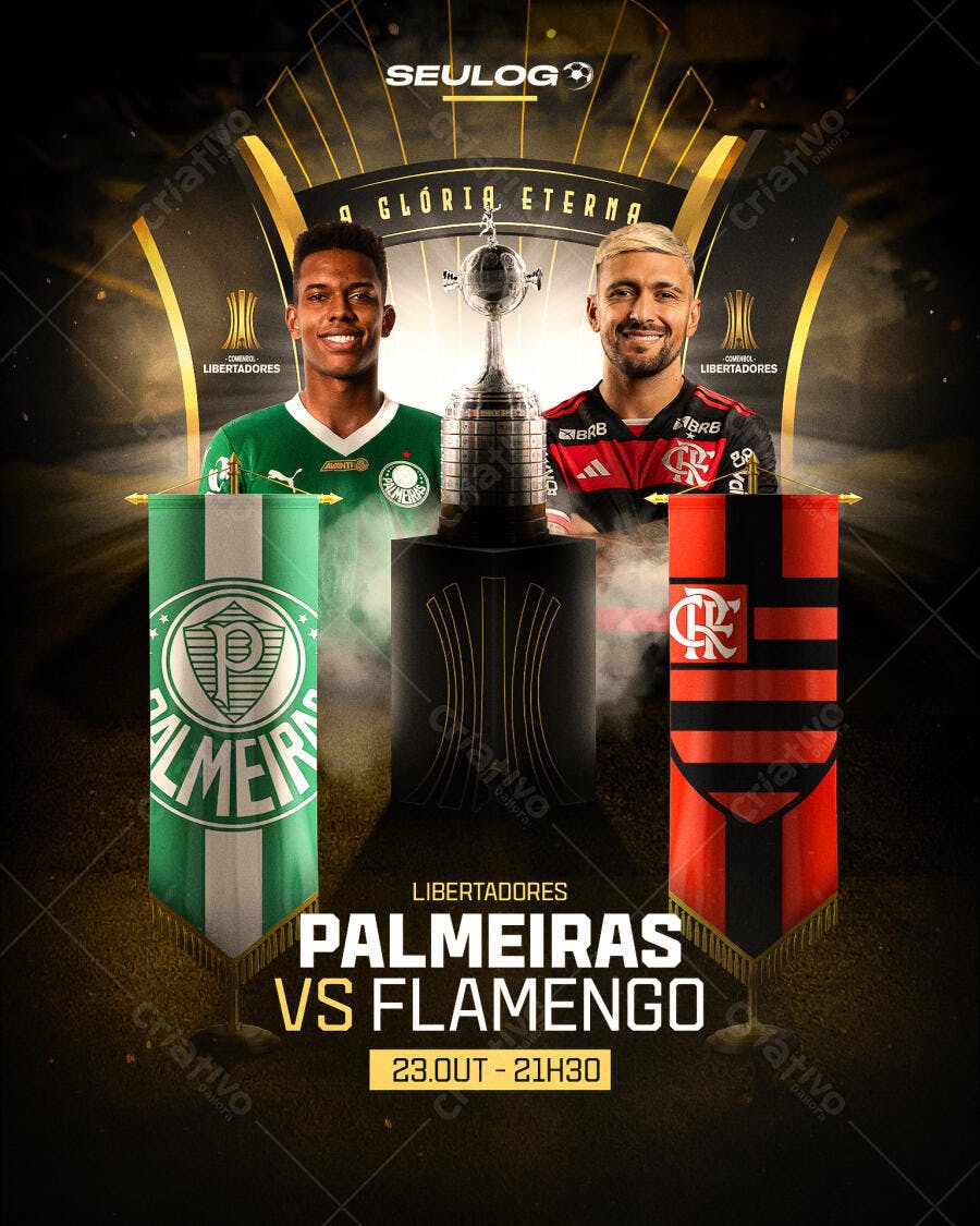 Flyer Palmeiras x Flamengo 23/10 PSD Editável