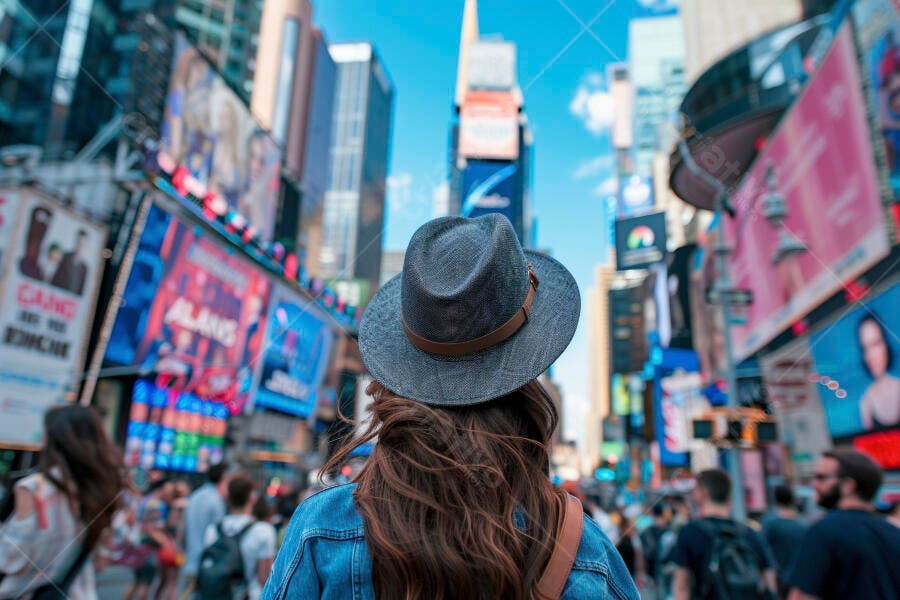 Mulher em Times Square Nova York