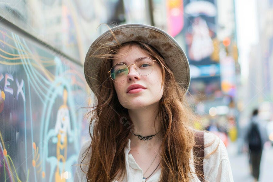 Mulher jovem estilo boho em Nova York