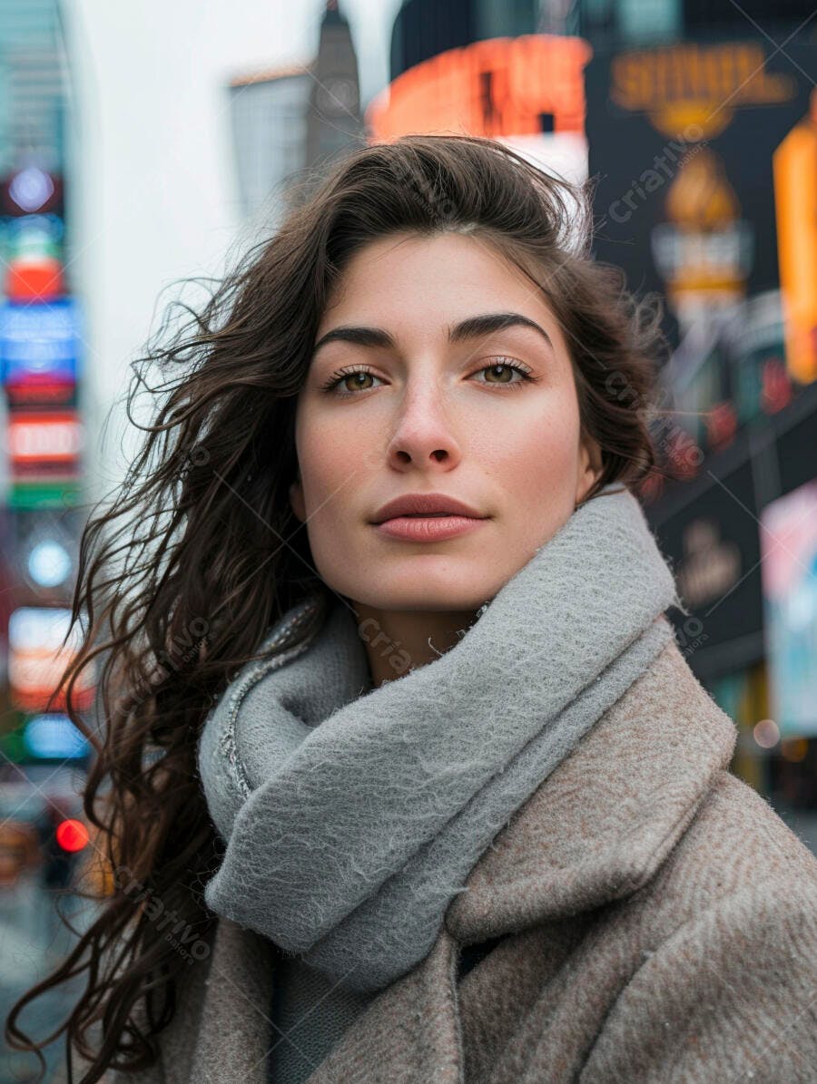 Mulher jovem em Times Square Nova Iorque