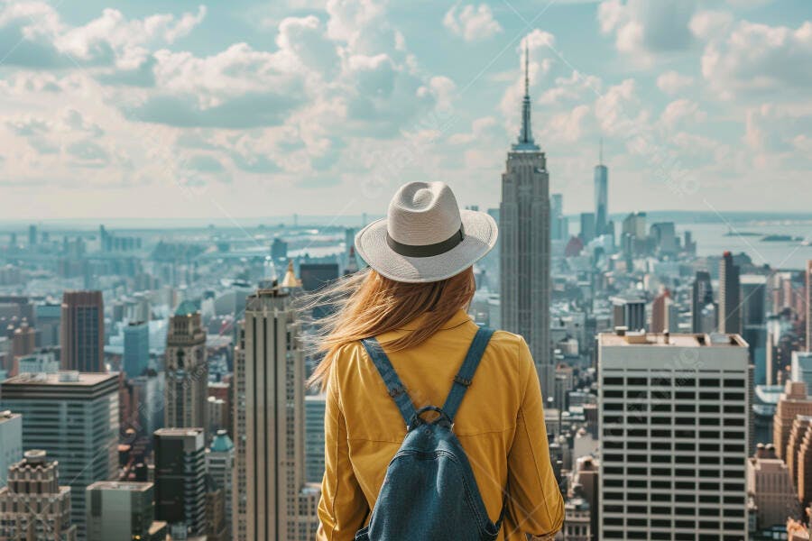 Mulher admirando vista de Nova York