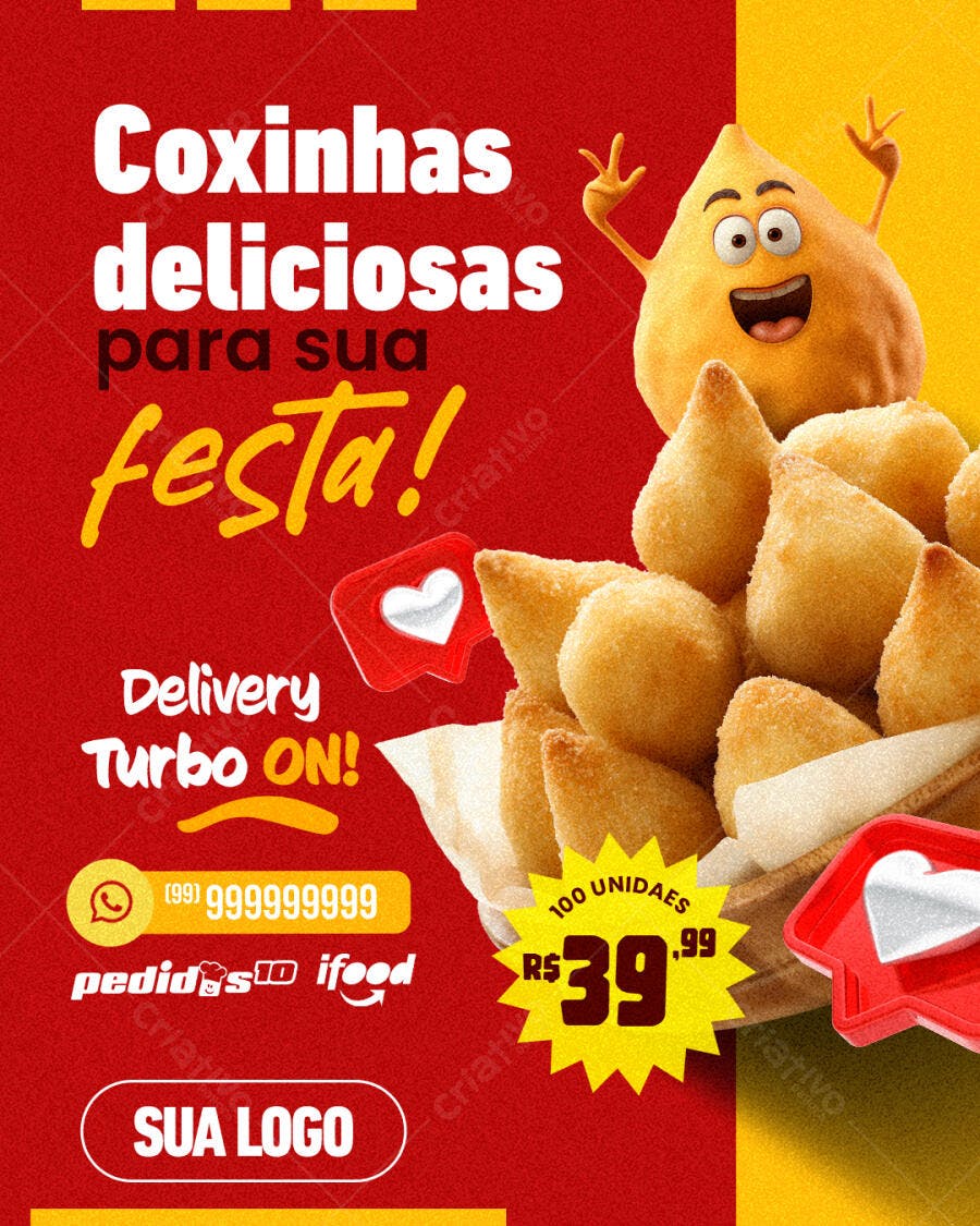 Flyer para Festa com Coxinhas PSD Editável