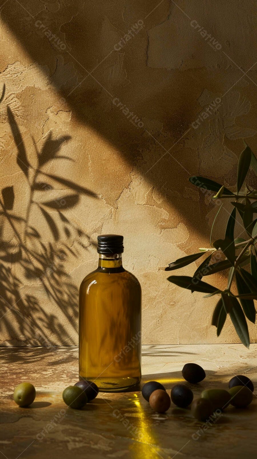 Garrafa de Azeite de Oliva com Azeitonas