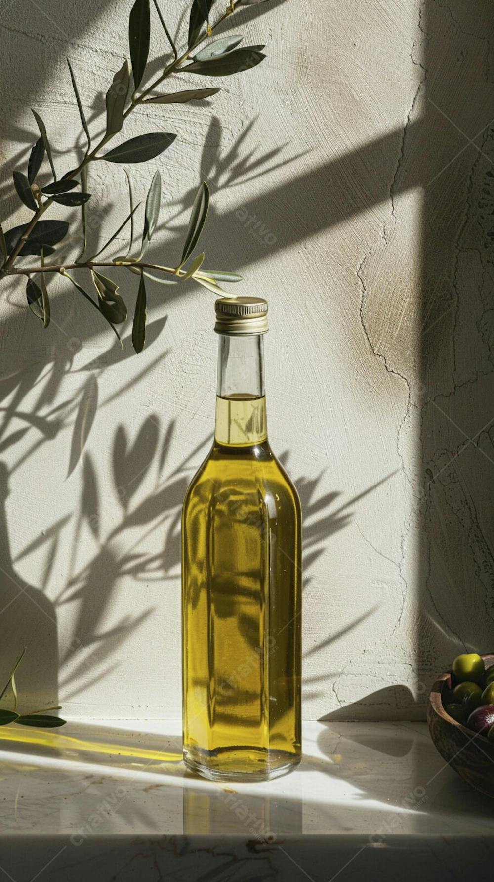 Garrafa de Azeite Artesanal com Iluminação Natural