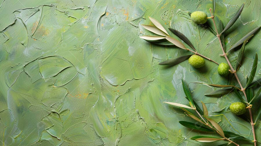 Ramos de Oliveira em Fundo Verde