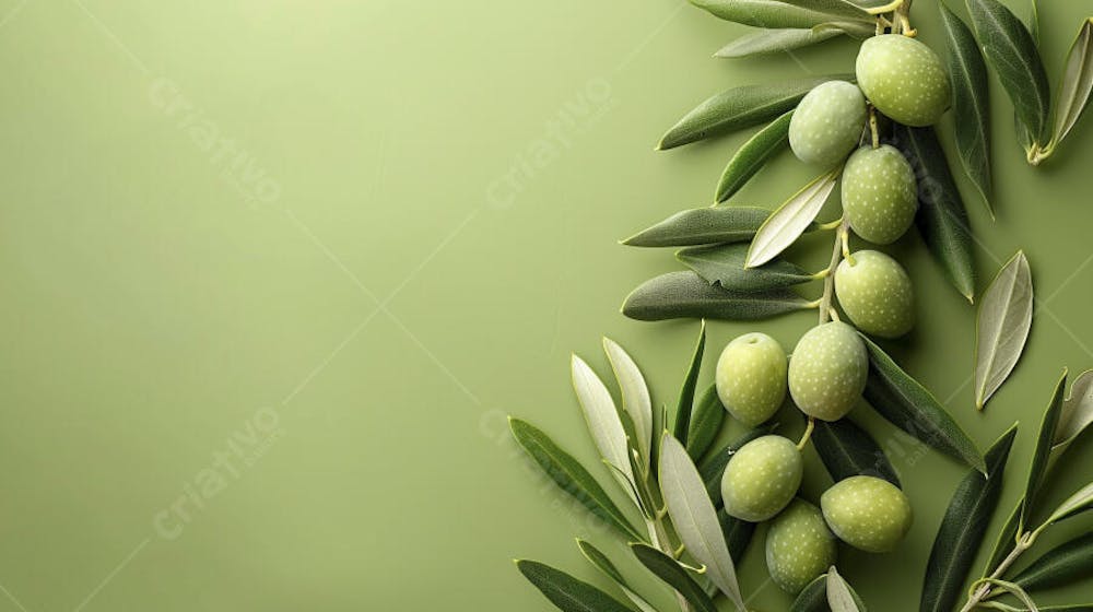 Ramo de Oliveira sobre Fundo Verde - Natureza e Sustentabilidade