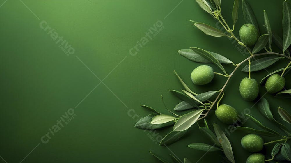 Ramo de Oliveira sobre Fundo Verde - Natureza e Sustentabilidade
