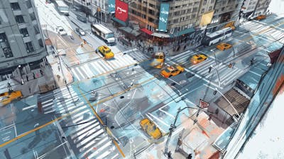 Esboço Artístico de Nova York - Ilustração Urbana e Arquitetura Moderna