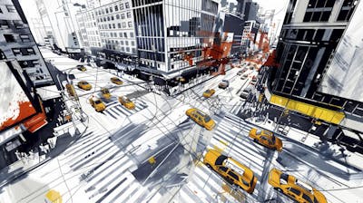 Esboço Artístico de Nova York - Ilustração Urbana e Arquitetura Moderna