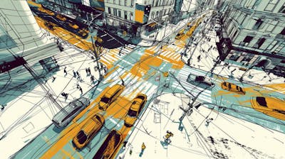 Esboço Artístico de Nova York - Ilustração Urbana e Arquitetura Moderna