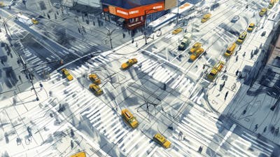 Esboço Artístico de Nova York - Ilustração Urbana e Arquitetura Moderna