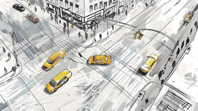 Esboço Artístico de Nova York - Ilustração Urbana e Arquitetura Moderna
