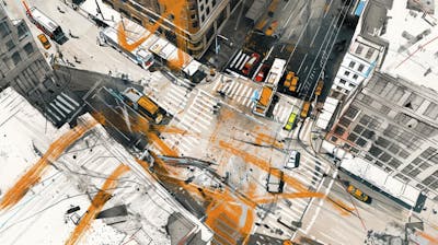 Esboço Artístico de Nova York - Ilustração Urbana e Arquitetura Moderna