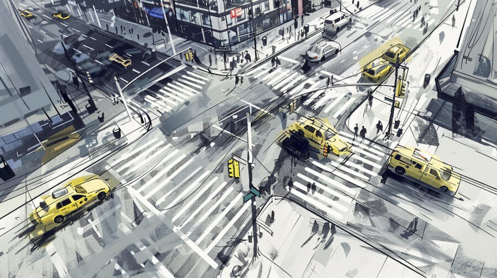 Esboço Artístico de Nova York - Ilustração Urbana e Arquitetura Moderna