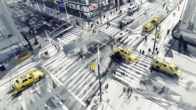 Esboço Artístico de Nova York - Ilustração Urbana e Arquitetura Moderna