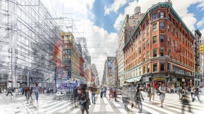 Esboço Artístico de Nova York - Ilustração Urbana e Arquitetura Moderna