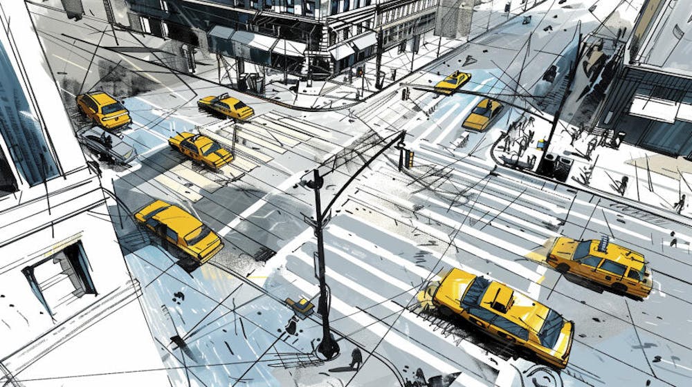 Esboço Artístico de Nova York - Ilustração Urbana e Arquitetura Moderna