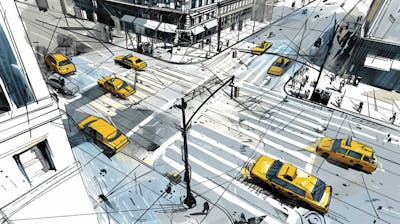 Esboço Artístico de Nova York - Ilustração Urbana e Arquitetura Moderna