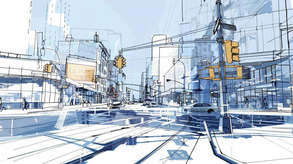Esboço Artístico de Nova York - Ilustração Urbana e Arquitetura Moderna