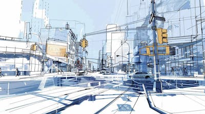 Esboço Artístico de Nova York - Ilustração Urbana e Arquitetura Moderna