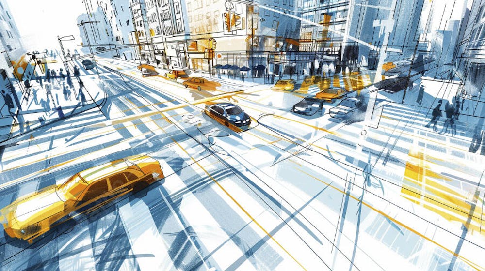 Esboço Artístico de Nova York - Ilustração Urbana e Arquitetura Moderna