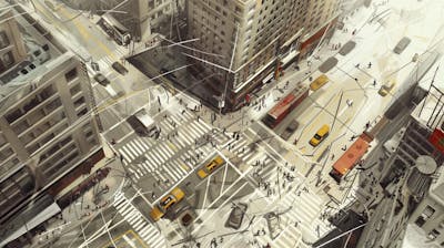 Esboço Artístico de Nova York - Ilustração Urbana e Arquitetura Moderna
