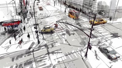 Esboço Artístico de Nova York - Ilustração Urbana e Arquitetura Moderna