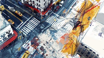 Esboço Artístico de Nova York - Ilustração Urbana e Arquitetura Moderna